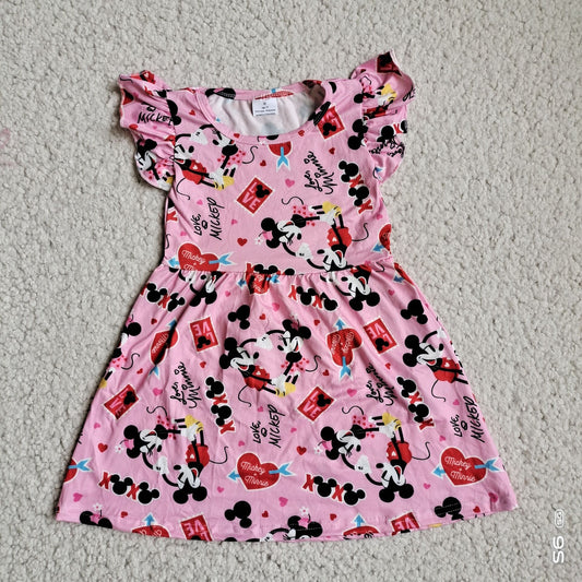 Baby girls pink cartoon pearl dresses