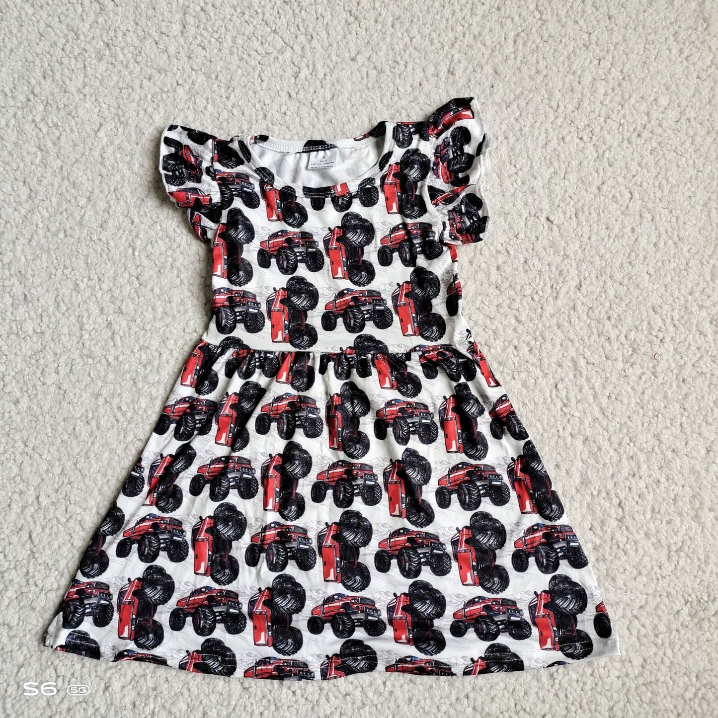 Baby girls red car pearl dresses