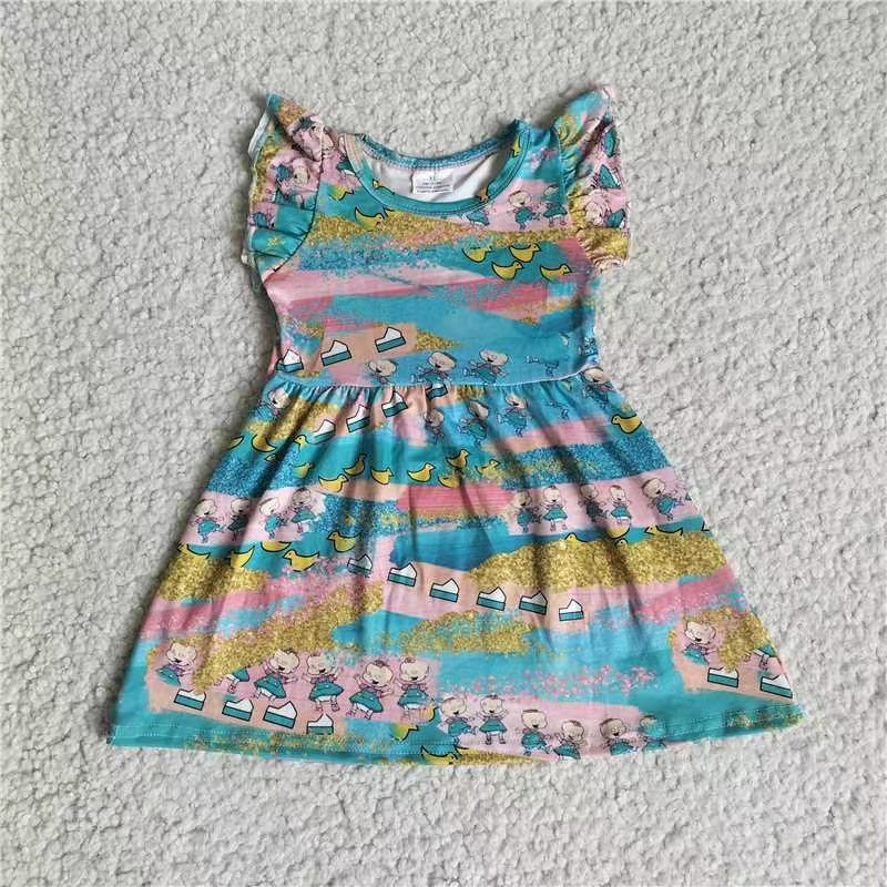 Baby girls blue pink tie dye twirl dresses