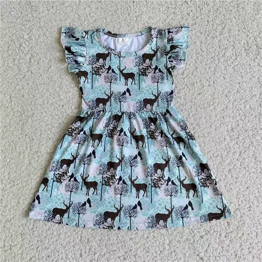 Baby girls deer print pearl dresses