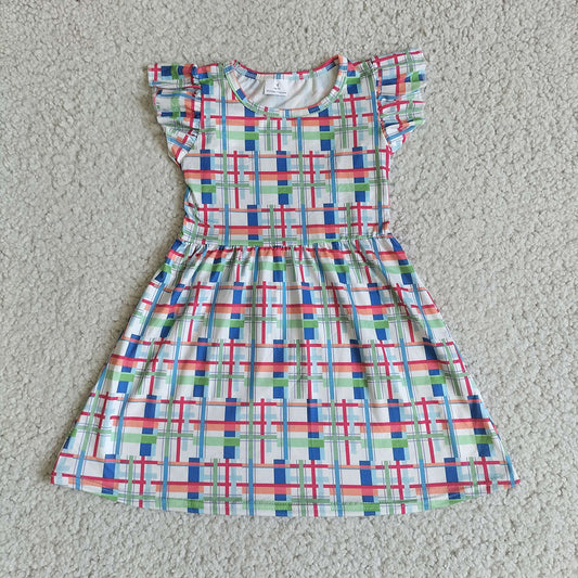 Baby girls blue plaid pearl dresses