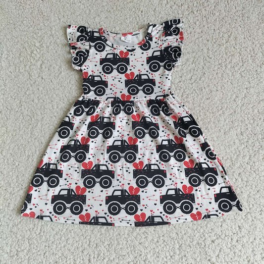 Baby girls heart tractor pearl dresses