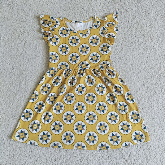 Baby girls yellow flower pearl dresses