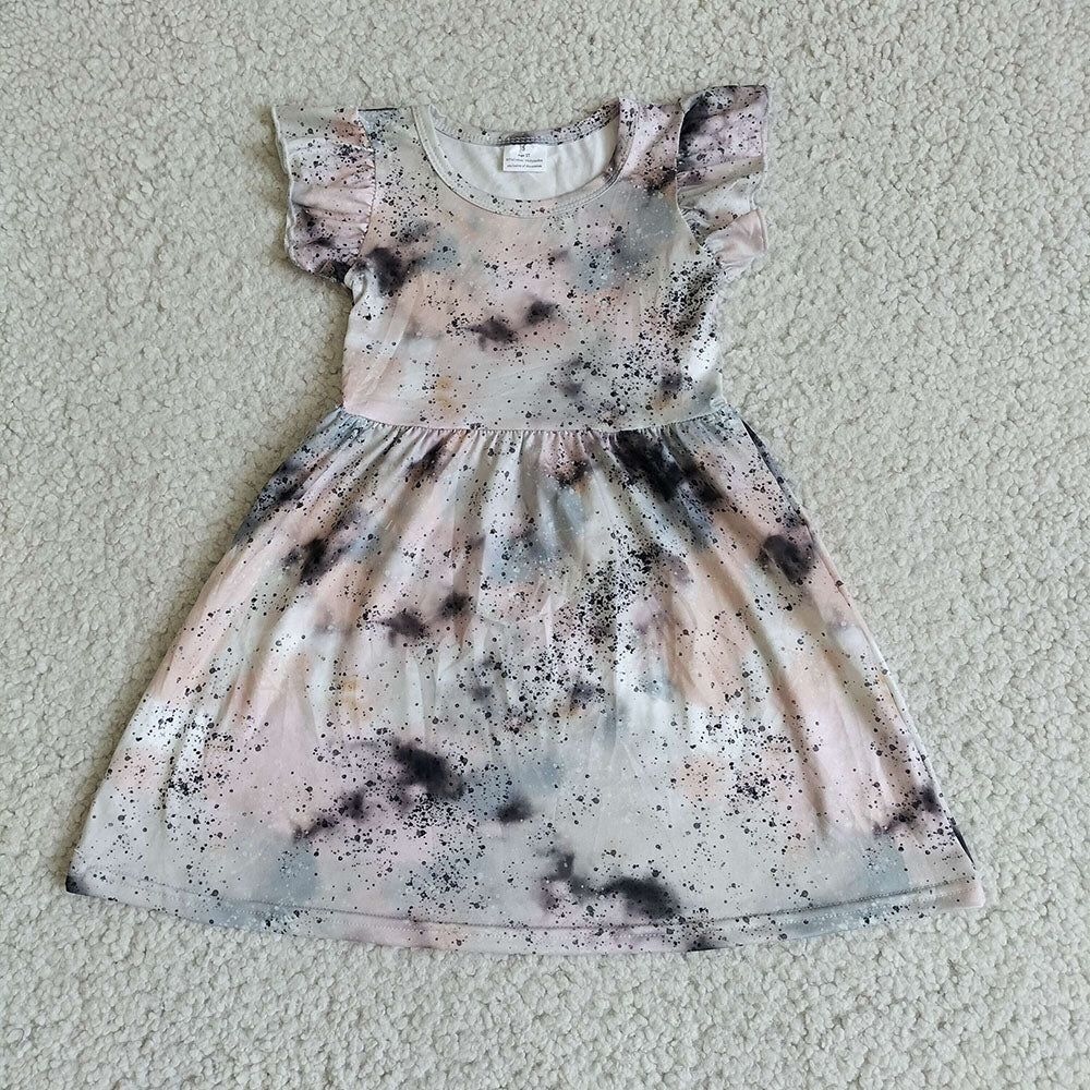 Baby girls grey tie dye pearl dresses