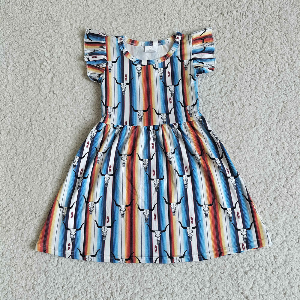 Baby girls cow stripe pearl dresses