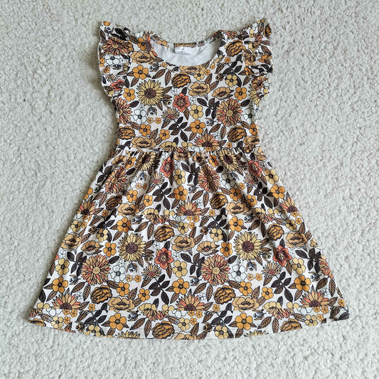 Baby girls fall flower pearl dresses