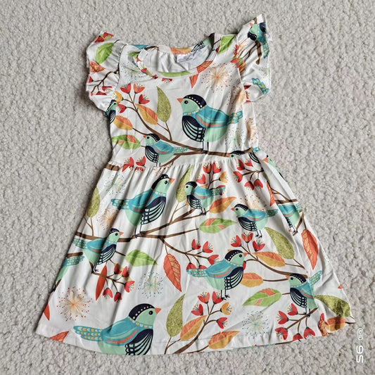 Baby girls bird tree pearl dresses