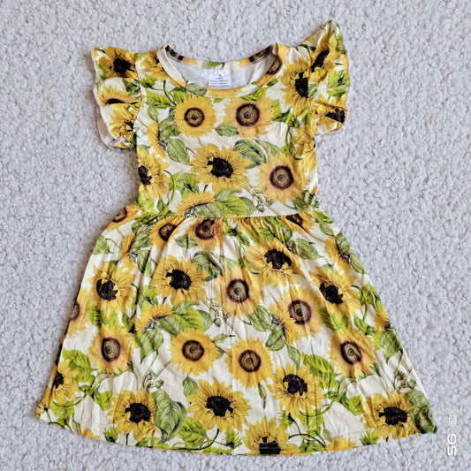 Baby girls yellow sunflower pearl dresses