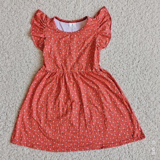 Baby girls orange dots pearl dresses