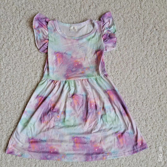 Baby girls purple tie dye pearl dresses