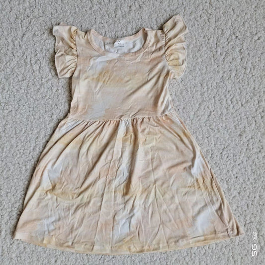 Baby girls yellow tie dye pearl dresses