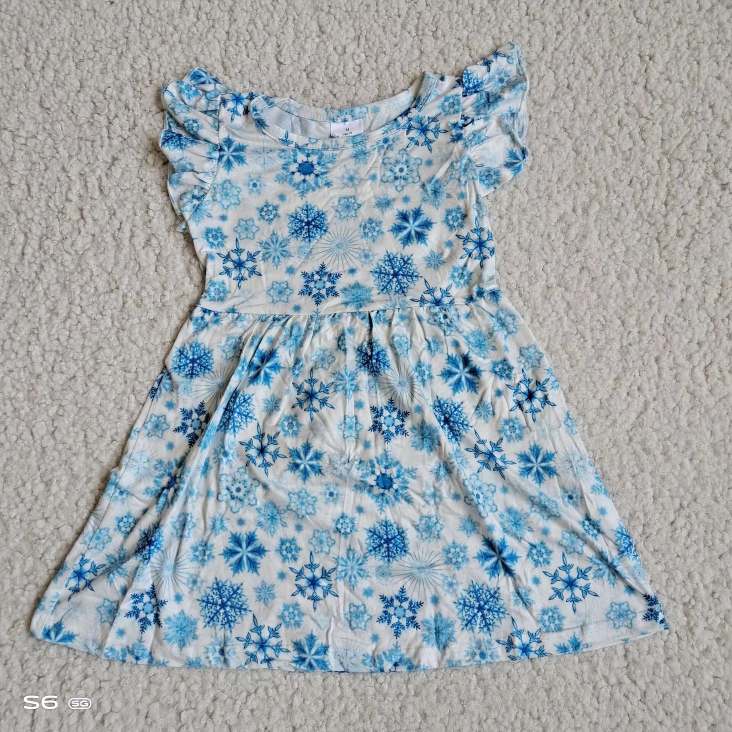 Baby girls blue snowflake pearl dresses