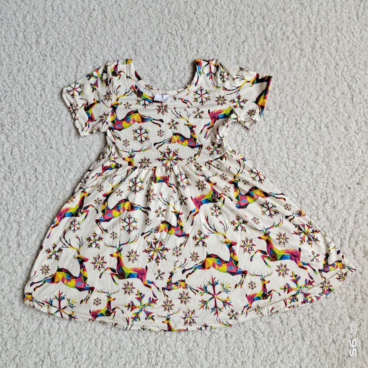 Baby girls colorful deer pearl dresses