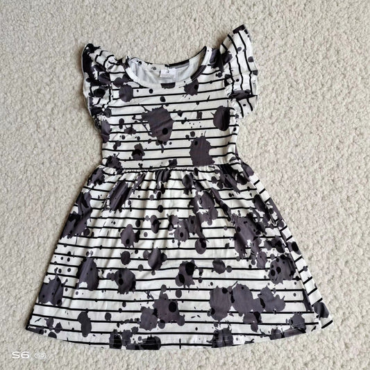 Baby girls black stripe dots pearl dresses