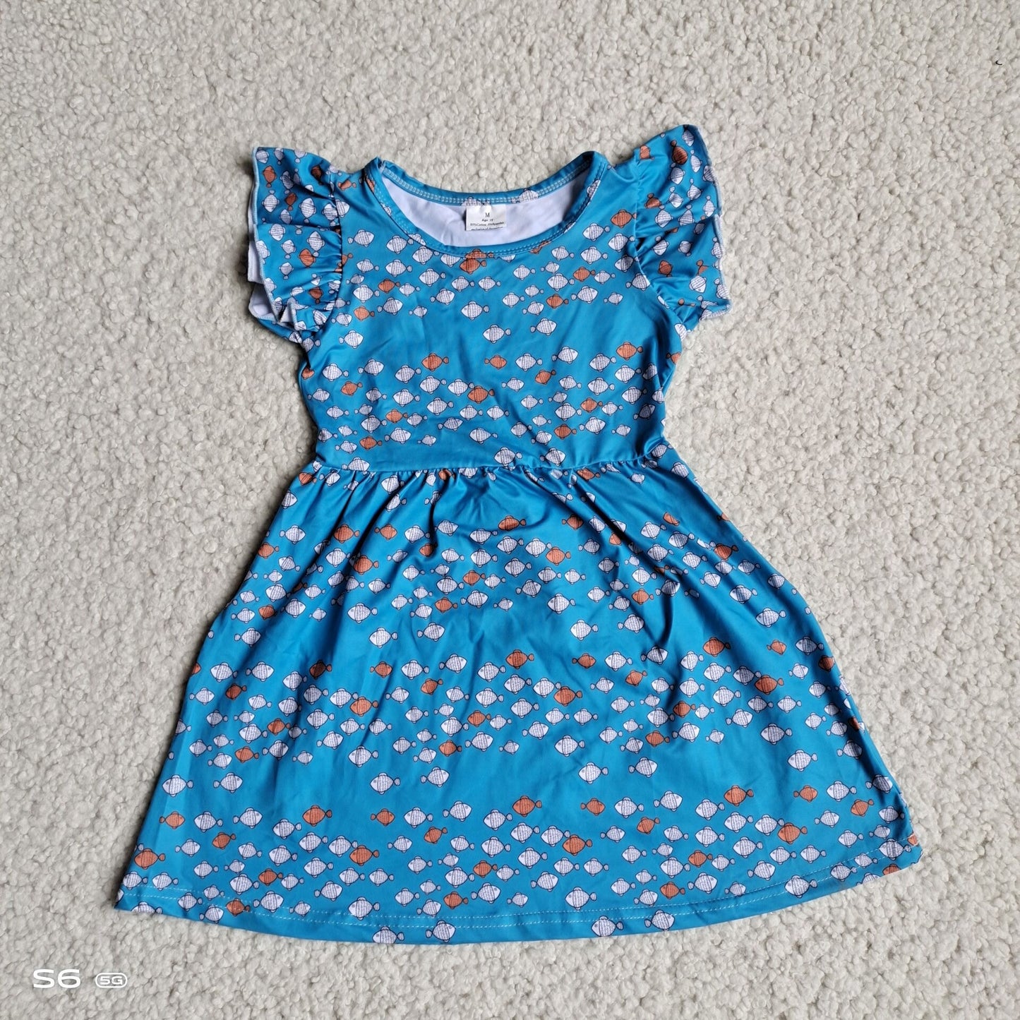 Baby girls blue floral pearl dresses