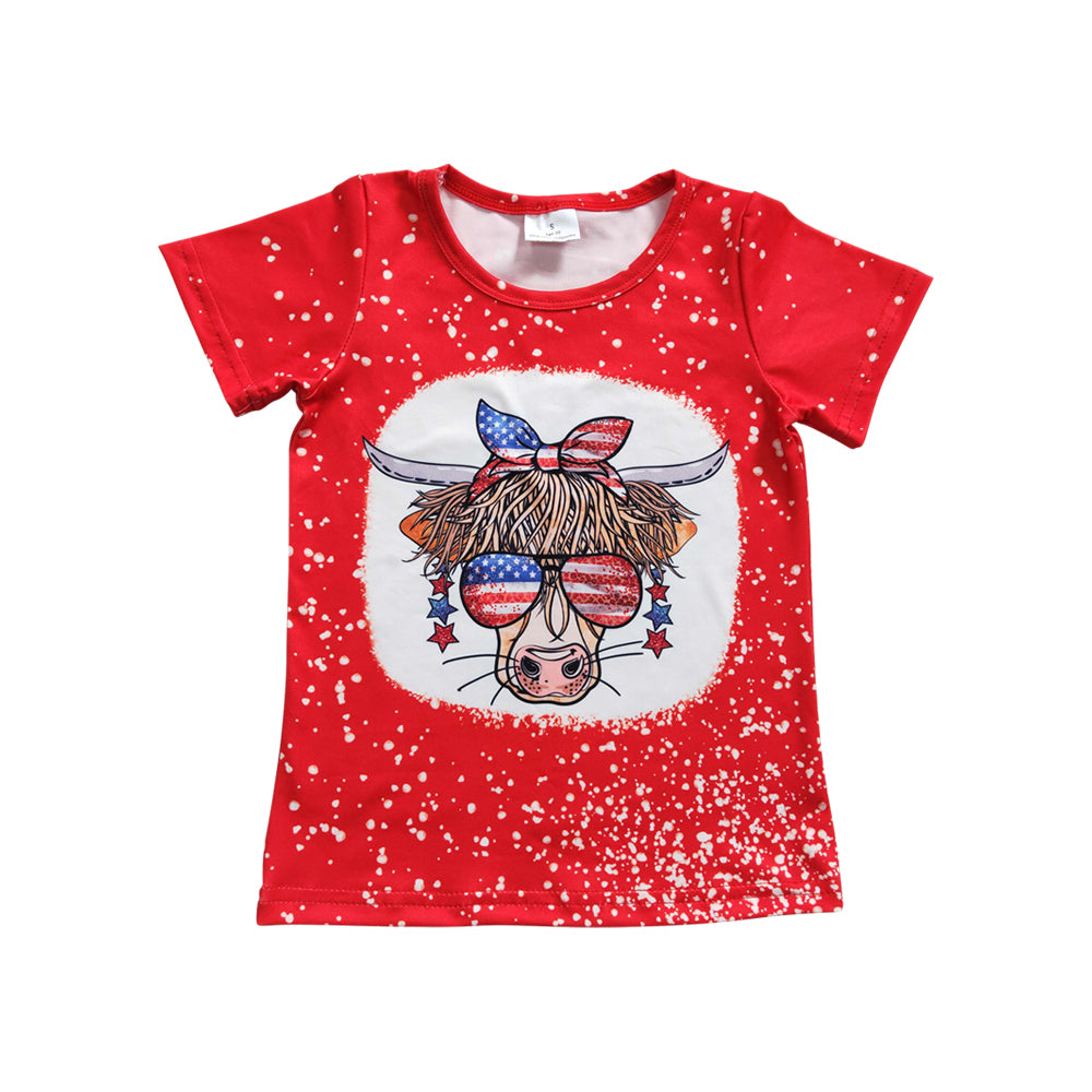 Baby Girls Cow 4th of july Shirts Tops