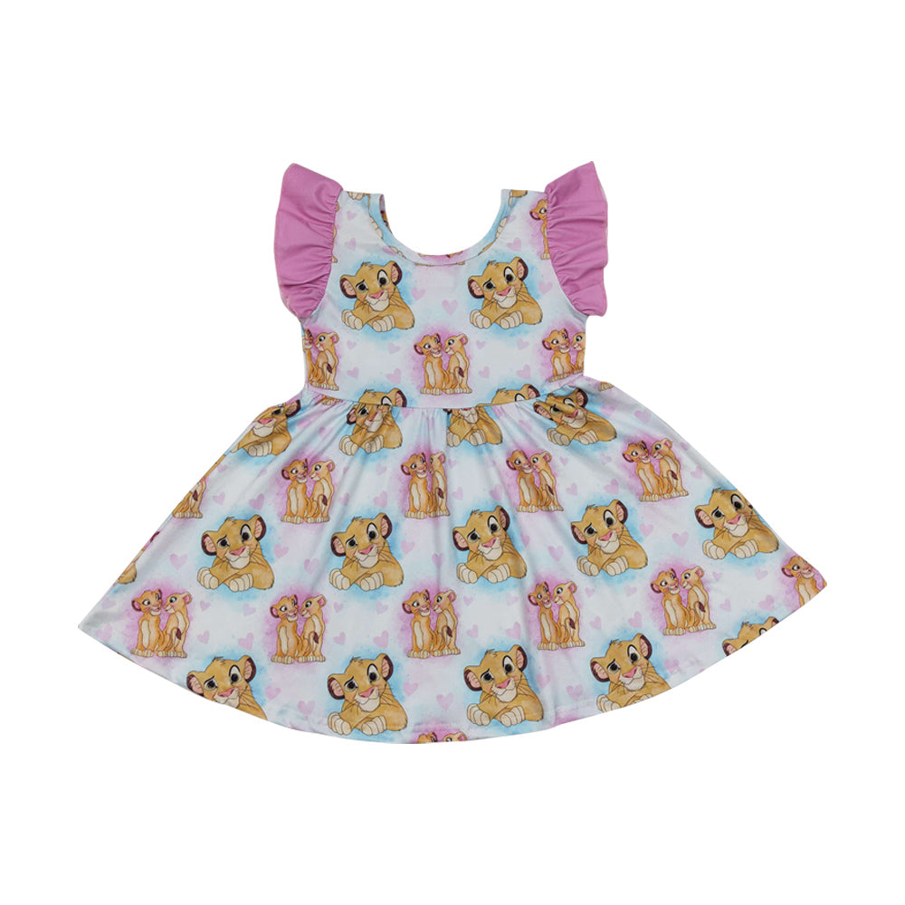 Baby Girls Cartoon Lion Knee Length Dresses