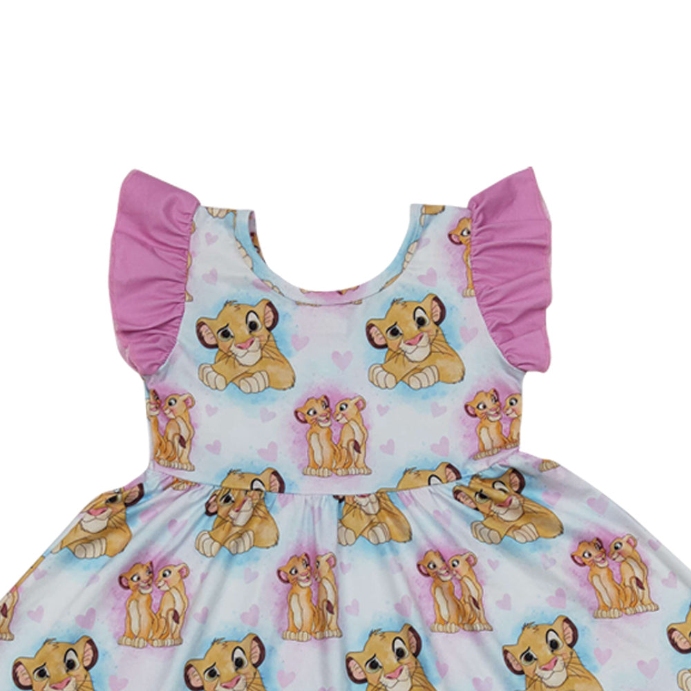 Baby Girls Cartoon Lion Knee Length Dresses