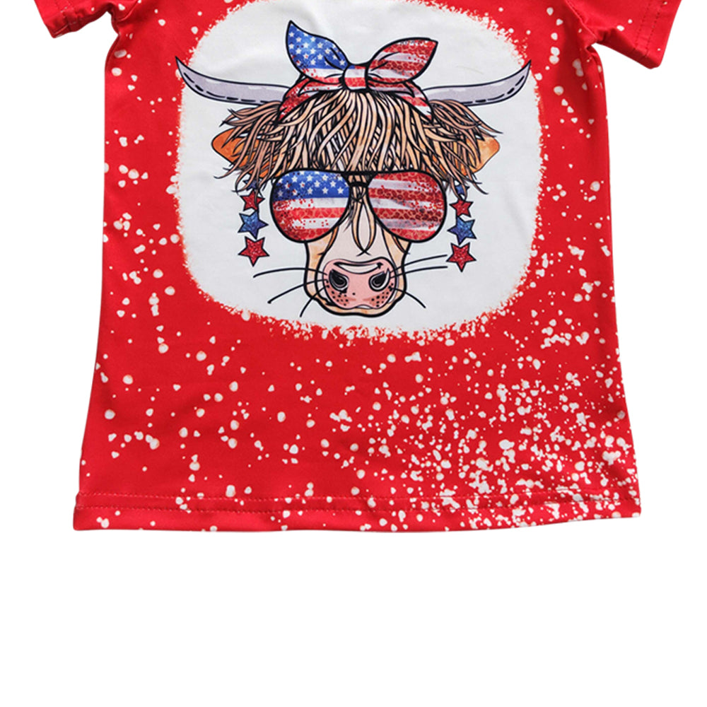 Baby Girls Cow 4th of july Shirts Tops