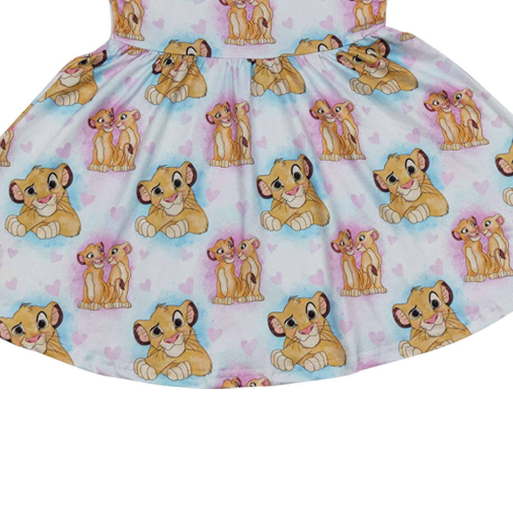 Baby Girls Cartoon Lion Knee Length Dresses