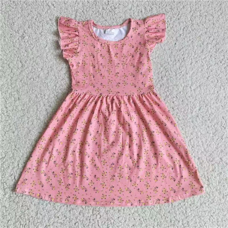 Baby girls pink yellow floral pearl dresses