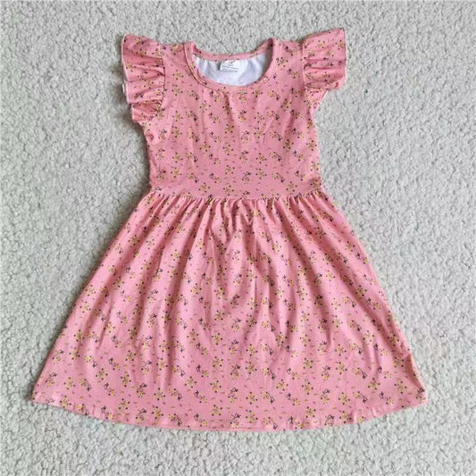 Baby girls pink yellow floral pearl dresses