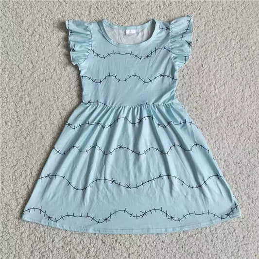 Baby girls blue stripe pearl dresses