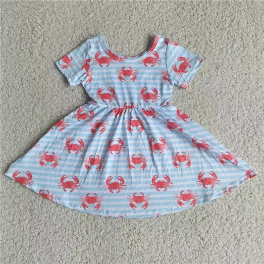 Baby girls crab short sleeve twirl dresses