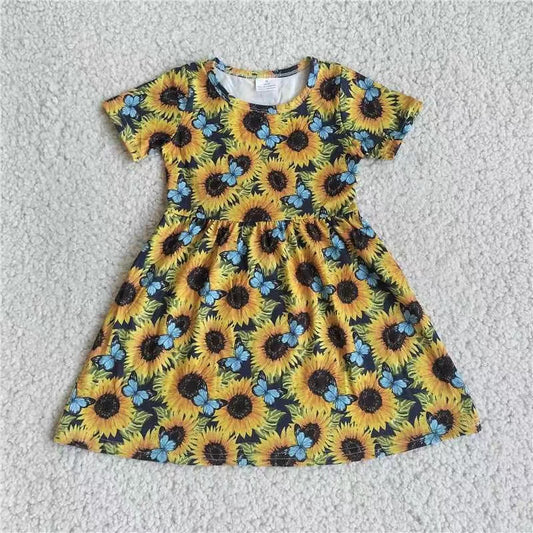 Baby girls sunflower short sleeve dresses