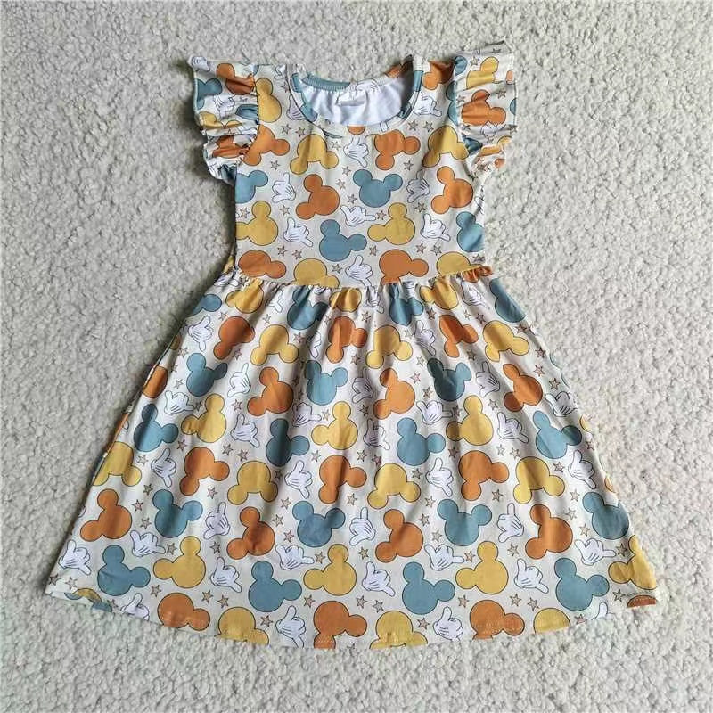 Baby girls cartoon yellow pearl dresses