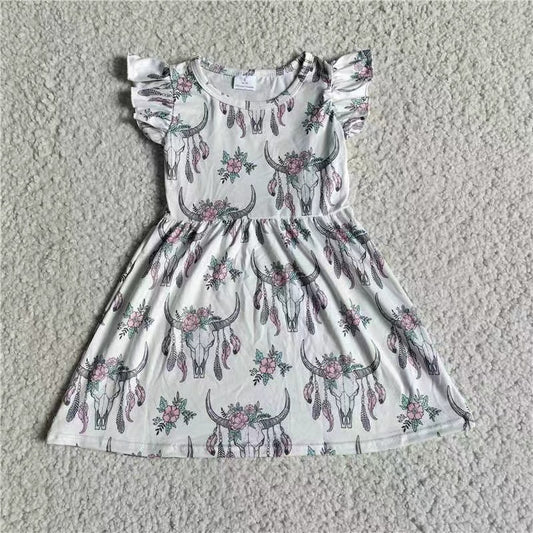 Baby girls cow skull pearl dresses