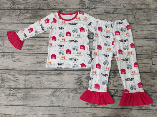 Baby Kids Girls Farm Pajamas Clothes Sets