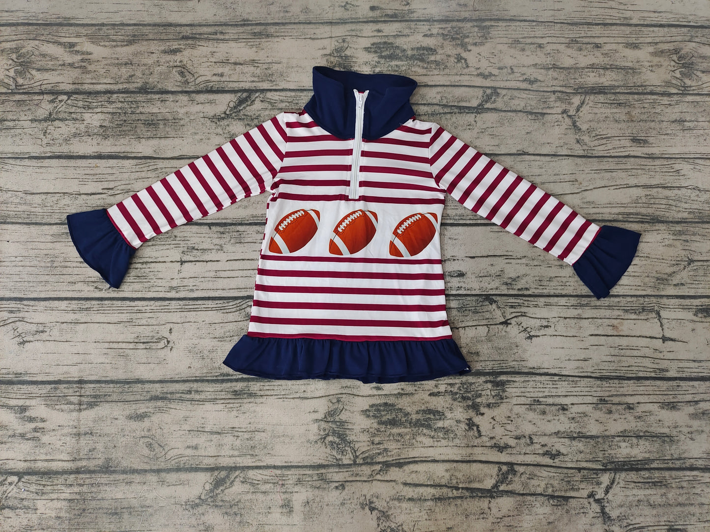 Baby girls football zip pullover tops