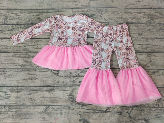 Baby girls Christmas pink tutu bell pants sets