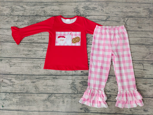 Baby girls Christmas santa milk ruffle pants sets