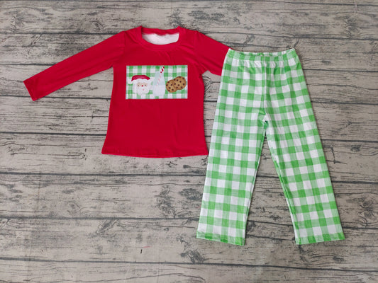 Baby boys Christmas santa milk plaid pants sets