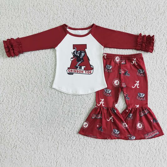 Baby Girls Alabama football team bell pants sets