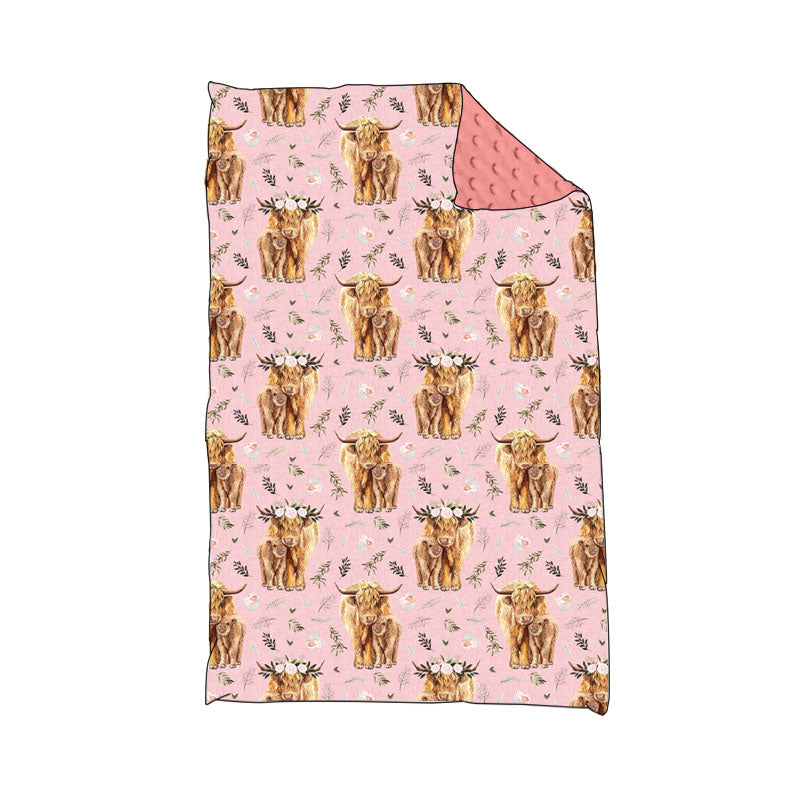 Baby girls western highland cattle blankets