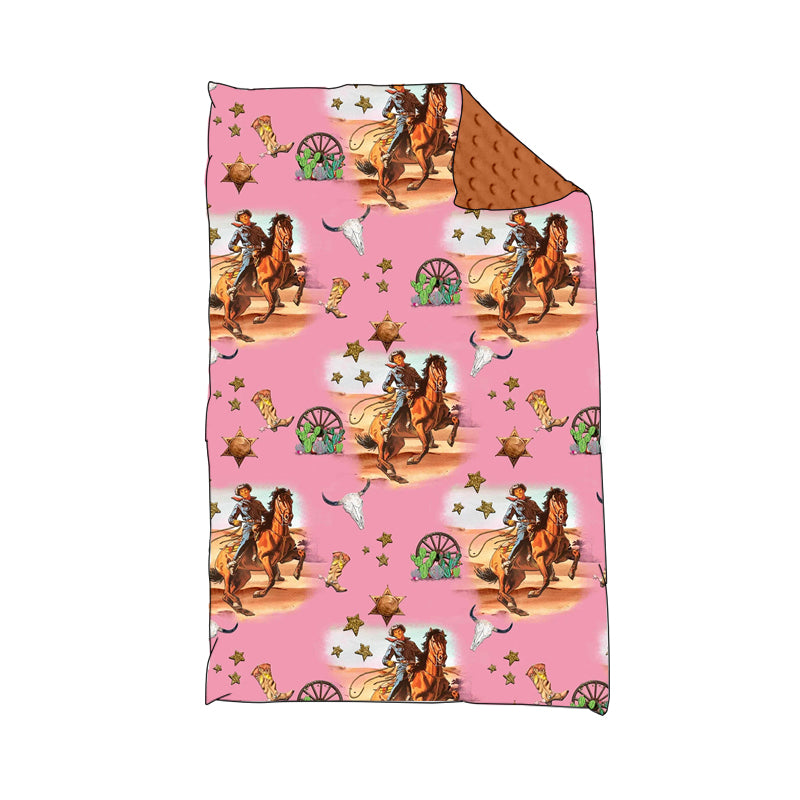 Baby Kids Western Pink Cowgirls blankets