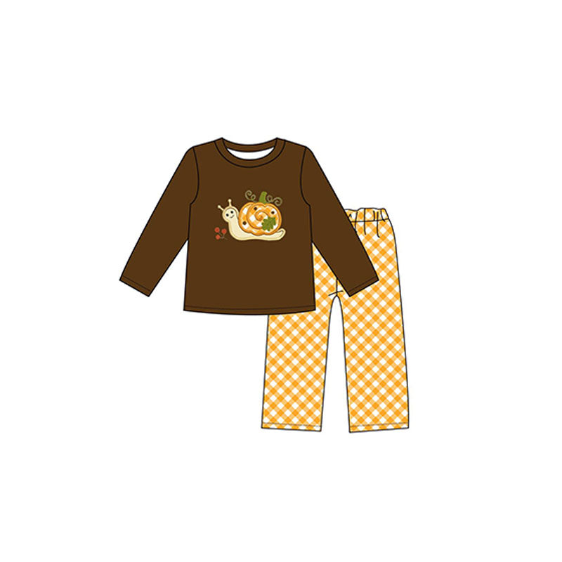 Baby boys snail pumpkin pajamas pants clothes sets