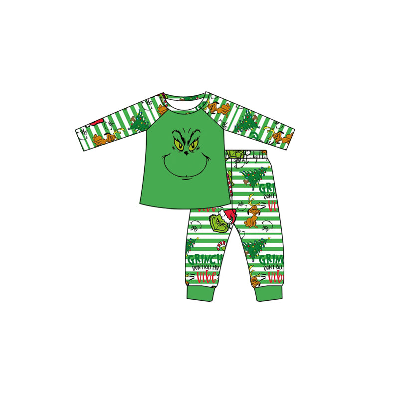 baby kids Christmas green color family pajamas clothing sets