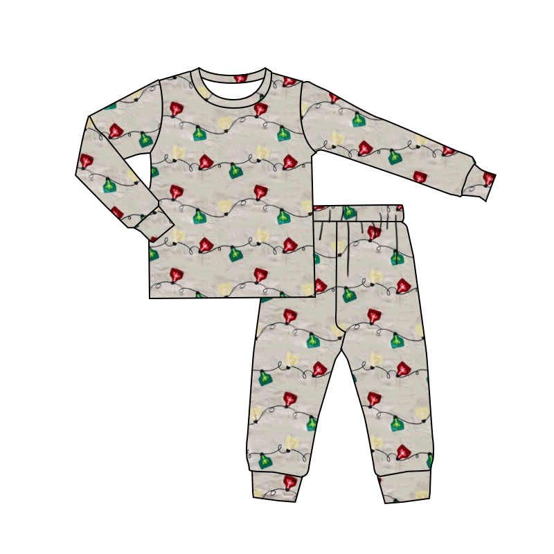 baby kids Christmas lights Cow Tags pajamas clothing sets