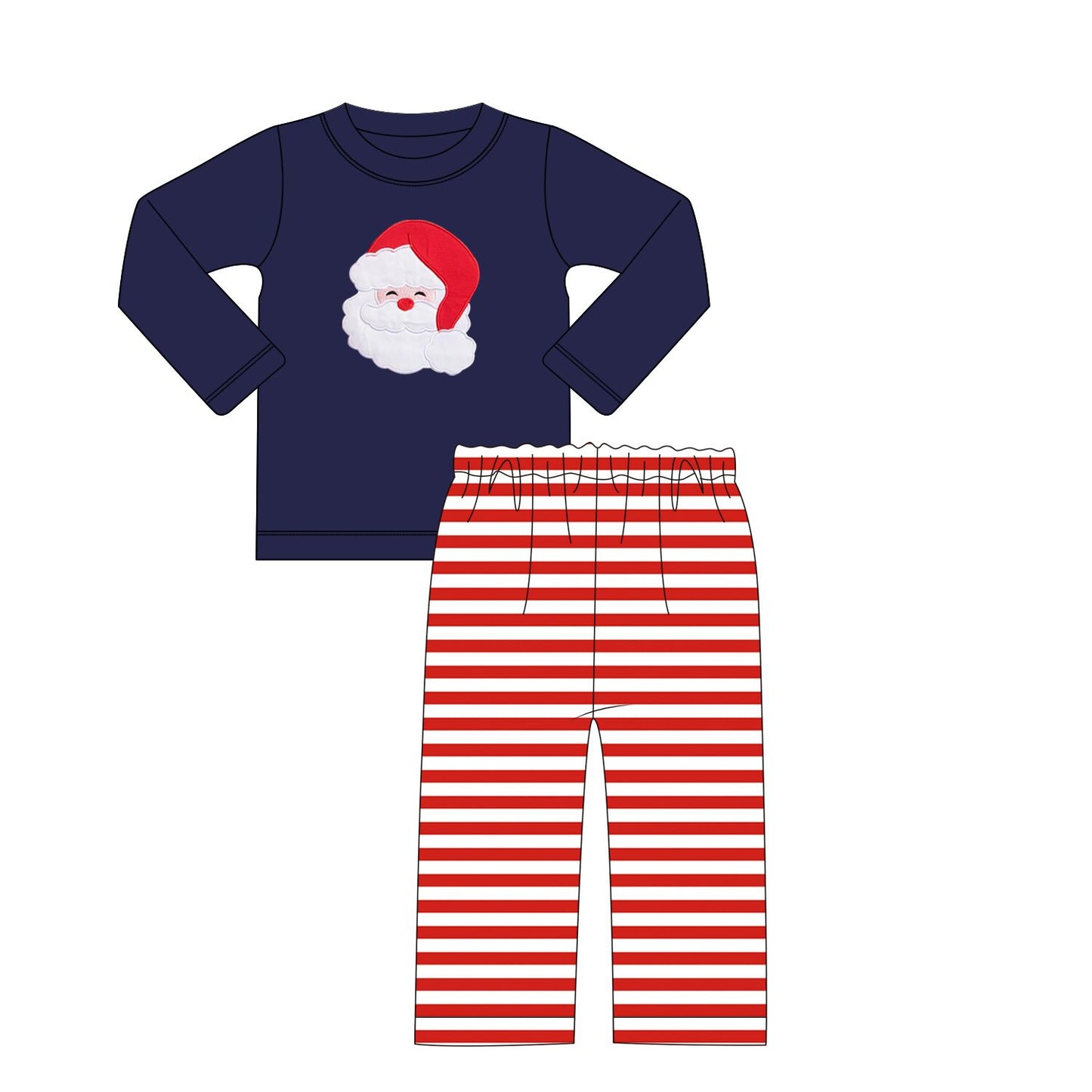 Baby boys santa top stripe pants clothes sets