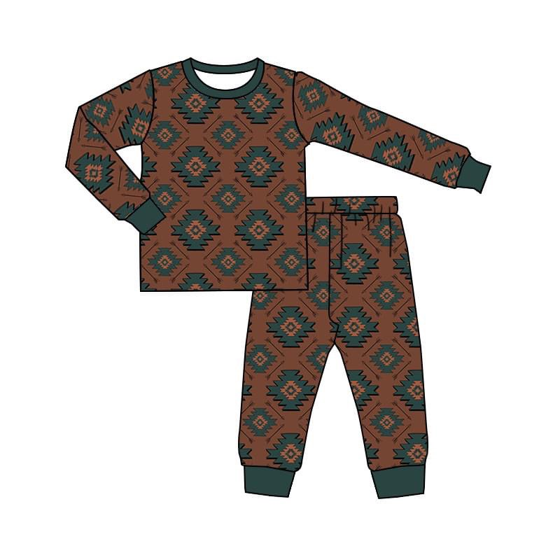 Baby boys western aztec pajamas pants sets