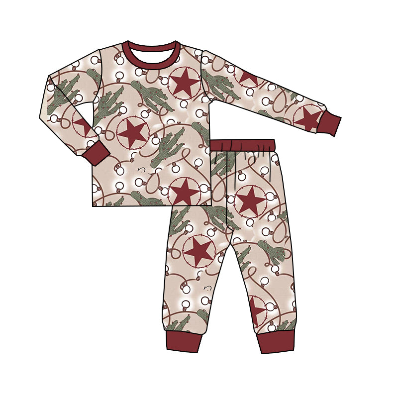 Baby Boys Christmas star cactus pajamas sets