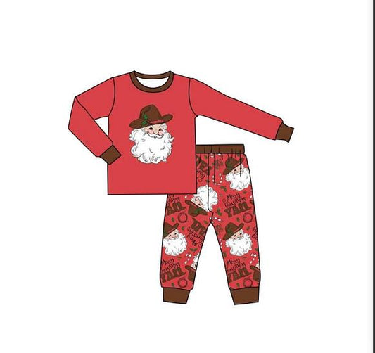 Baby kids Christmas western santa pajamas pants sets