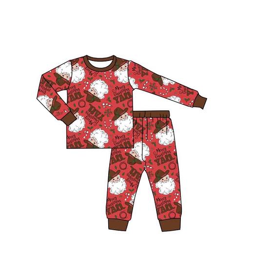 Baby boys Christmas western santa pajamas pants sets