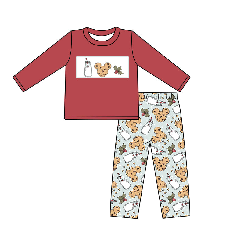 Baby Boys Christmas cookie milk pajamas pants sets