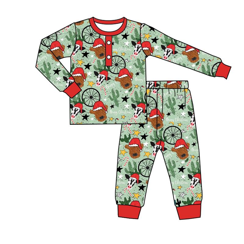 Baby Boys Christmas Cow Pajamas clothes sets