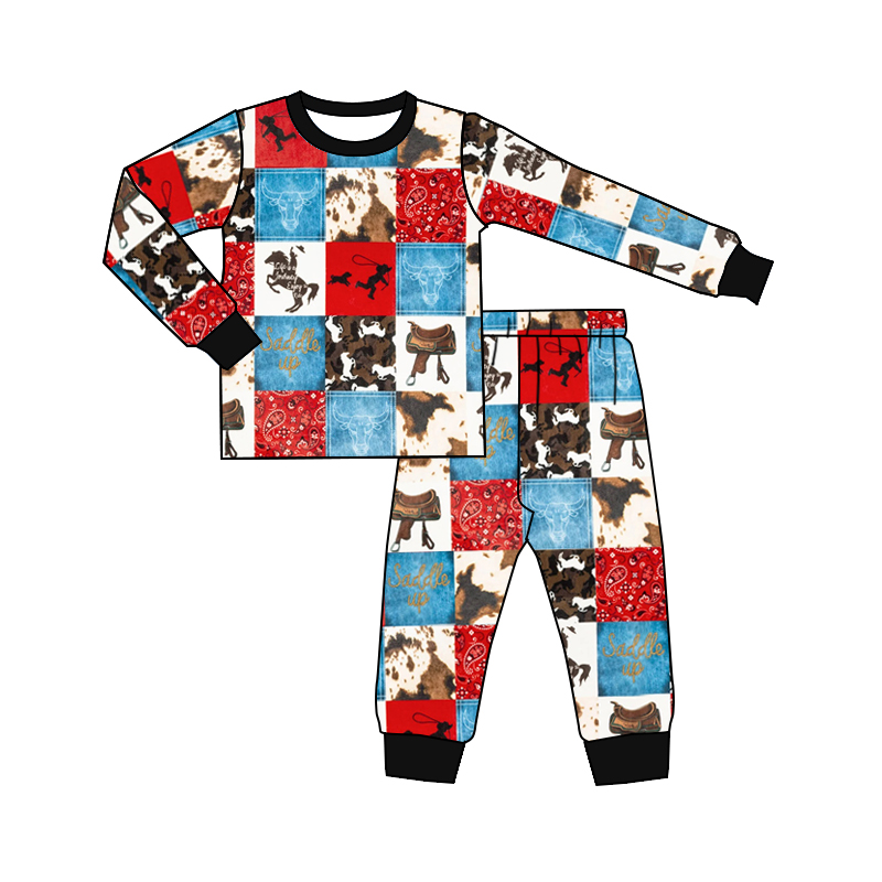 Baby Boys Western Horse Pajamas clothes sets